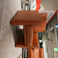 Garnitur Boston Bezug Leder Cognac Braun Bestehend Aus 2 Sofas Und 1 Sessel