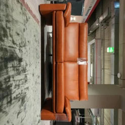 Garnitur Boston Bezug Leder Cognac Braun Bestehend Aus 2 Sofas Und 1 Sessel