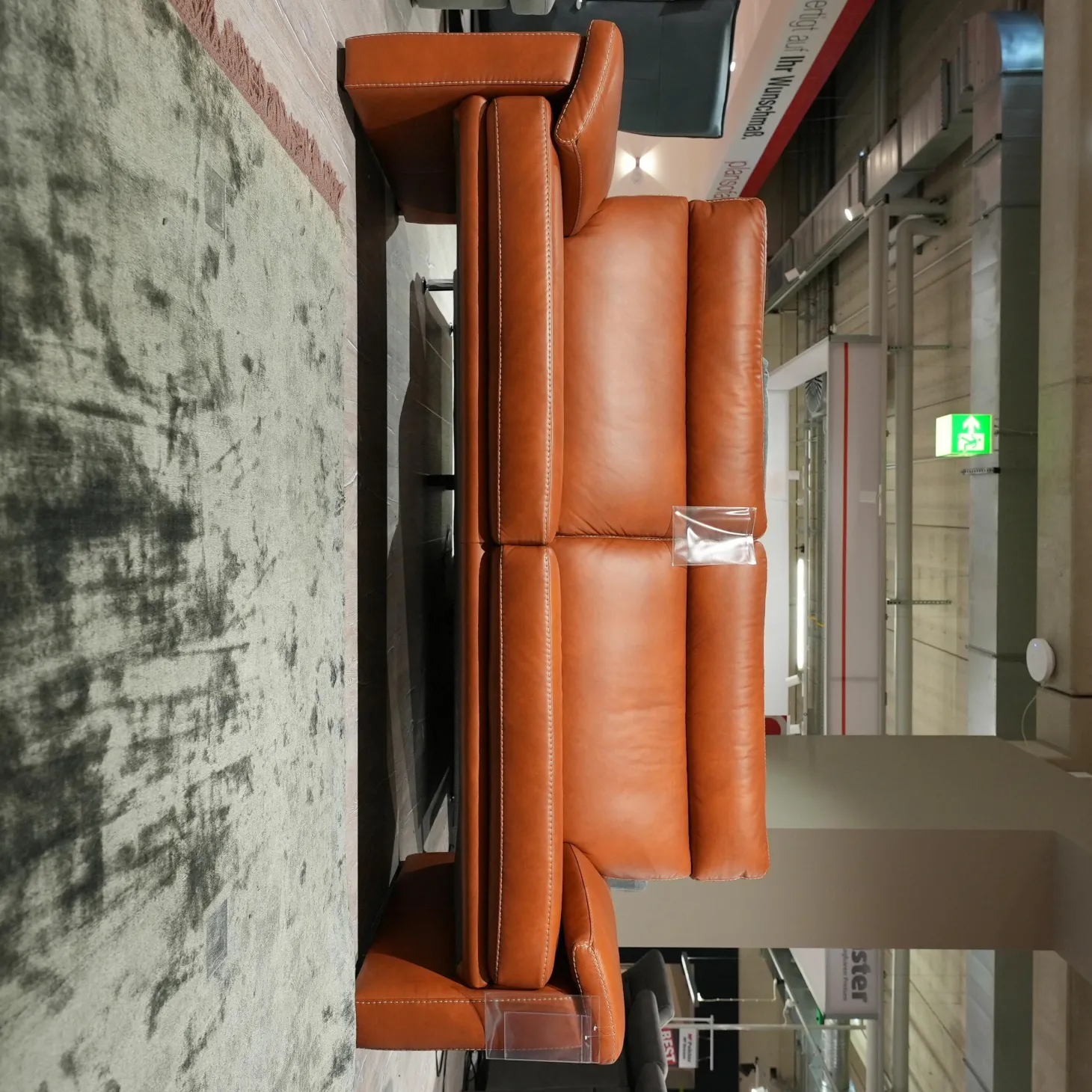 Garnitur Boston Bezug Leder Cognac Braun Bestehend Aus 2 Sofas Und 1 Sessel