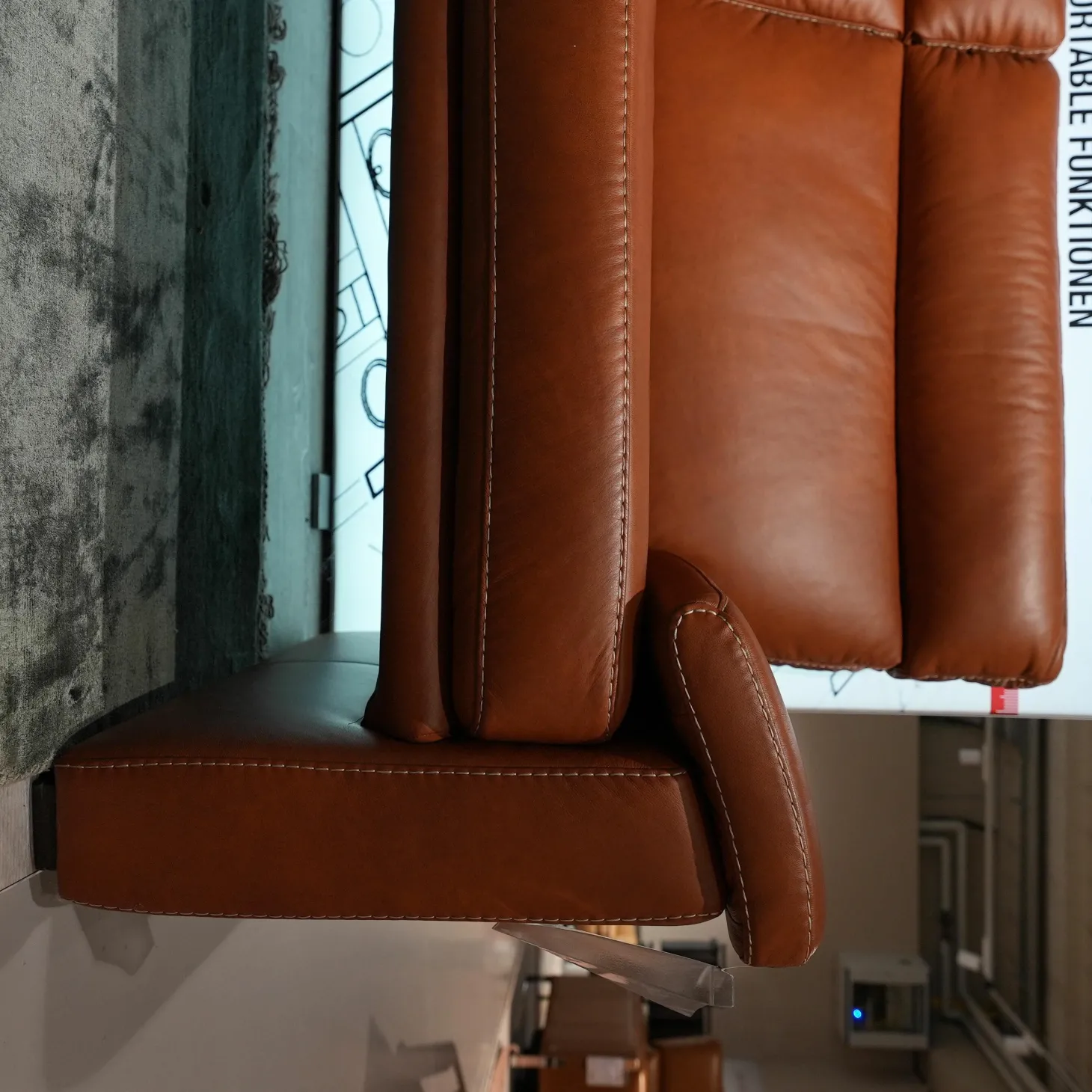 Garnitur Boston Bezug Leder Cognac Braun Bestehend Aus 2 Sofas Und 1 Sessel