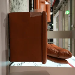 Garnitur Boston Bezug Leder Cognac Braun Bestehend Aus 2 Sofas Und 1 Sessel