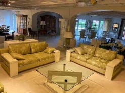 Garnitur Bridge Stoff 11 Grün Mischgewebe Armlehnen Lack Hochglanz 2 Sofas