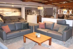 Garnitur Casablanca Leder W2 Anthrazit 2 Sofas 1 Sessel