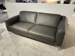Garnitur Casablanca Leder W2 Anthrazit Füße Chrom 2 Sofas 1 Hocker