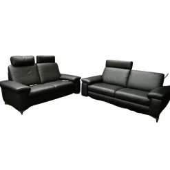Garnitur Charly Leder Dolcia Schwarz 58-944 mit Elektrischer Relaxfunktion