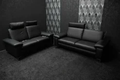 Garnitur Charly Leder Dolcia Schwarz 58-944 mit Elektrischer Relaxfunktion