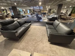 Garnitur Classics 820 Leder 42.500 Graphite Grau Alufüße 2 Sofas