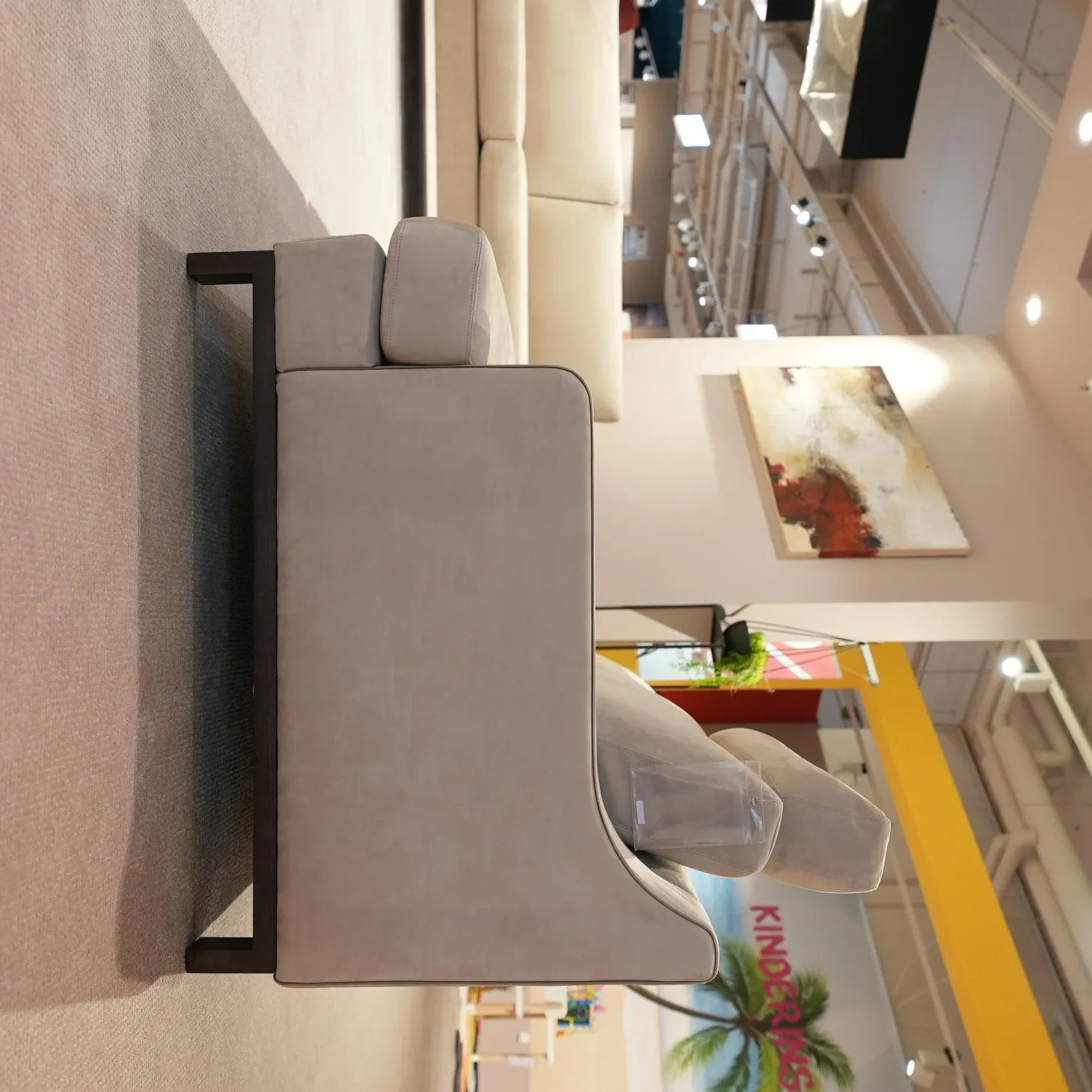 Garnitur Classics 2 Sofas Stoff Prestige Sand Creme Holzkufe Wenge Braun mit Kopfstütze