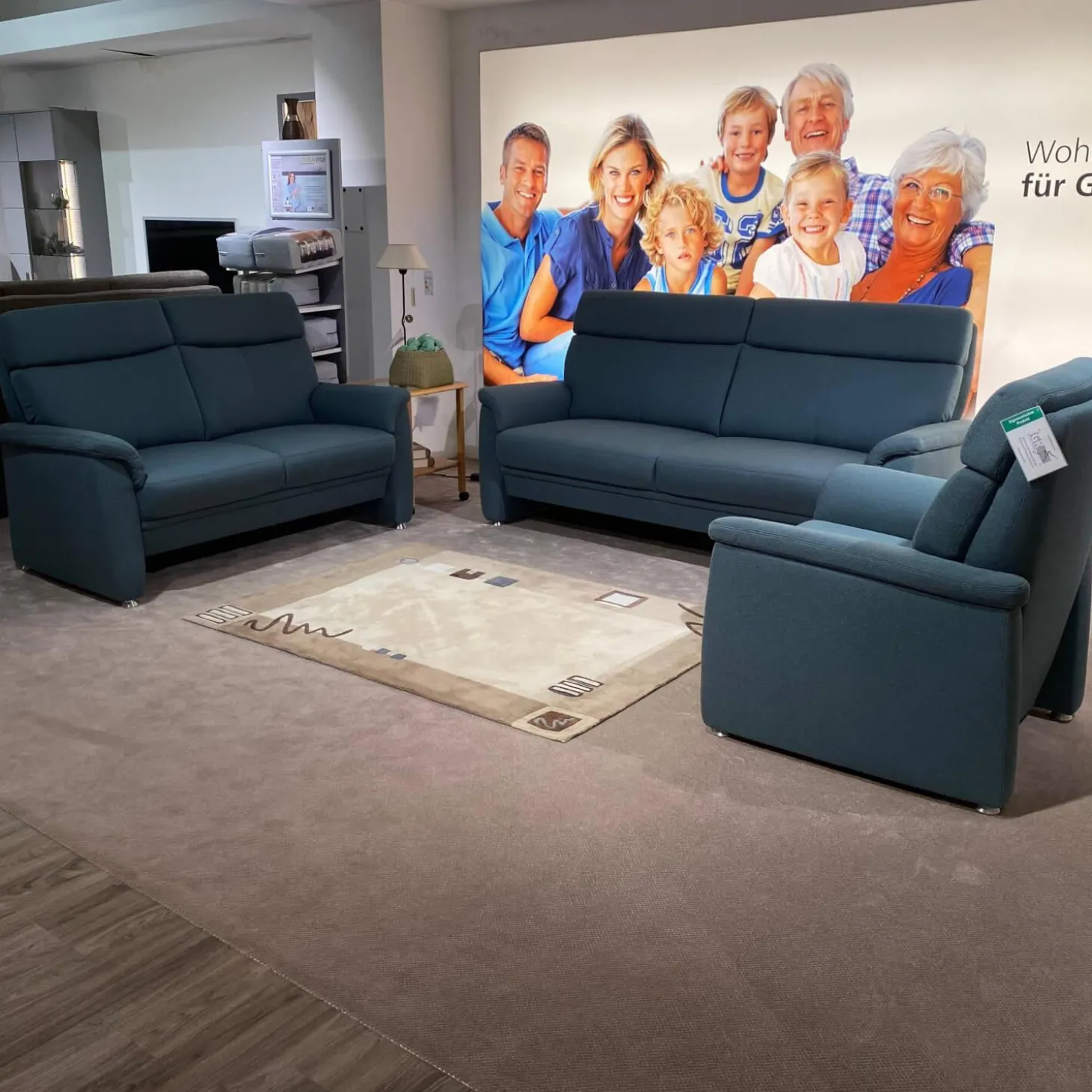 Garnitur Colorado Casada Stoff Q2 Melite Gletscher Blau 2 Sofas 1 Sessel