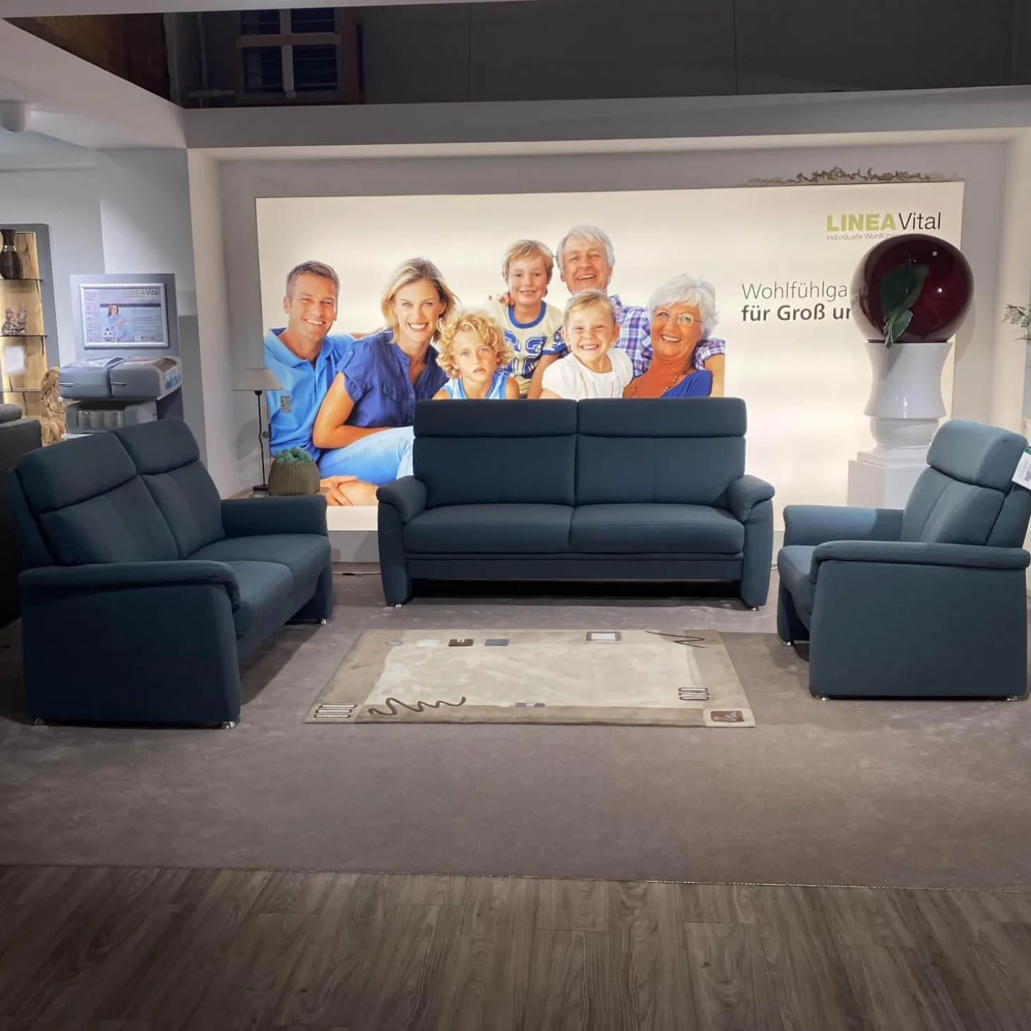 Garnitur Colorado Casada Stoff Q2 Melite Gletscher Blau 2 Sofas 1 Sessel