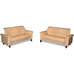 Garnitur Como Leder Paloma Beige 2 Sofas