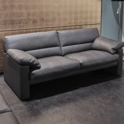 Garnitur Einzelsofa GA210 Mit Sessel GA200 Bezug Leder 43.059 Grau Inklusive Kopfstütze