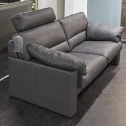 Garnitur Einzelsofa GA210 Mit Sessel GA200 Bezug Leder 43.059 Grau Inklusive Kopfstütze