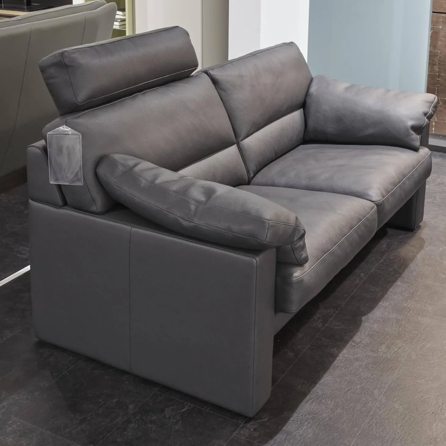 Garnitur Einzelsofa GA210 Mit Sessel GA200 Bezug Leder 43.059 Grau Inklusive Kopfstütze