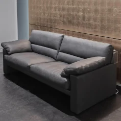 Garnitur Einzelsofa GA210 Mit Sessel GA200 Bezug Leder 43.059 Grau Inklusive Kopfstütze