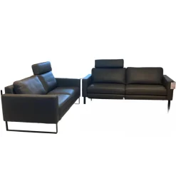 Garnitur Enna LD Leder WM Anthrazit Füße Metall Schwarz