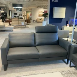 Garnitur Enna LD Leder WM Anthrazit Füße Metall Schwarz