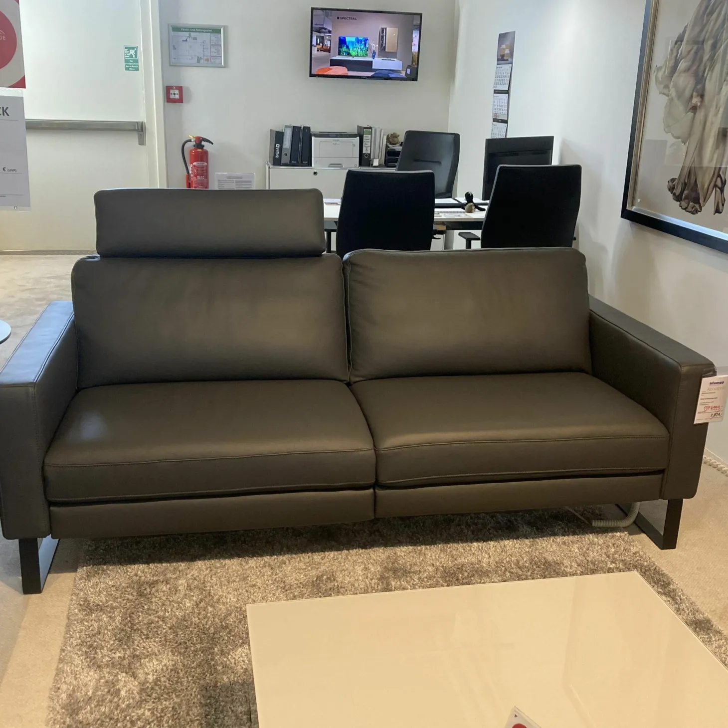 Garnitur Enna LD Leder WM Anthrazit Füße Metall Schwarz