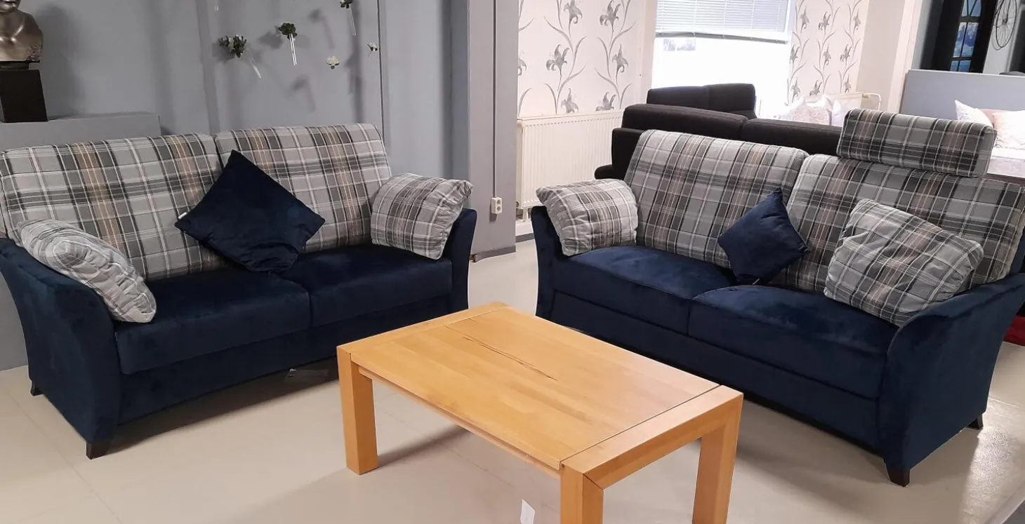 Garnitur KS 9720-1 Sydney Stoff 657577 Fuß Buche Maronfarbig 2 Sofas