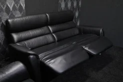 Garnitur Lenny Leder Dolcia schwarz mit 2 x Motor Relax +Heizung und 2 x manuell Relax