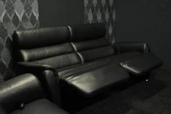 Garnitur Lenny Leder Dolcia schwarz mit 2 x Motor Relax +Heizung und 2 x manuell Relax