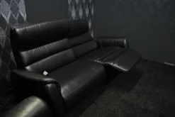 Garnitur Lenny Leder Dolcia schwarz mit 2 x Motor Relax +Heizung und 2 x manuell Relax