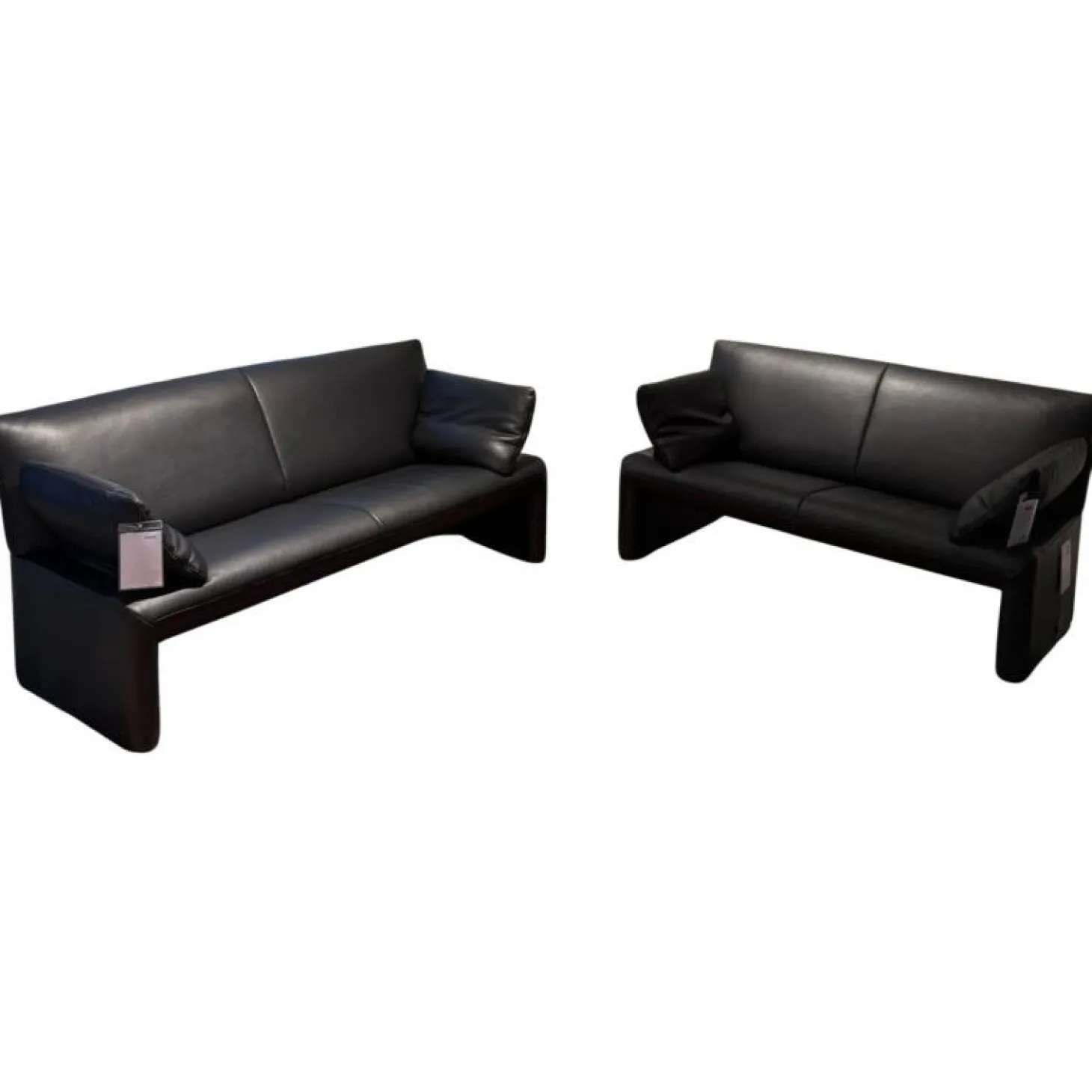 Garnitur Linea Leder Lipano Schwarz 2 Sofas