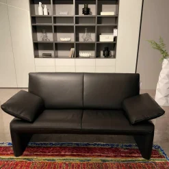 Garnitur Linea Leder Lipano Schwarz 2 Sofas