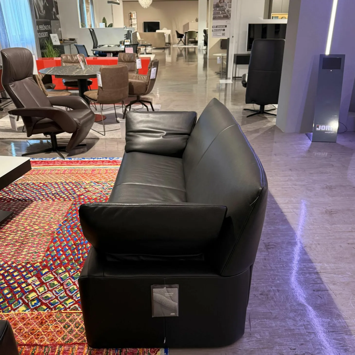 Garnitur Linea Leder Lipano Schwarz 2 Sofas