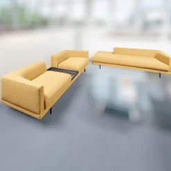 Garnitur Long Island 2/75 Stoff Promise JA1629/040 Gelb mit Tisch und Anbauelement