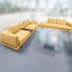 Garnitur Long Island 2/75 Stoff Promise JA1629/040 Gelb mit Tisch und Anbauelement