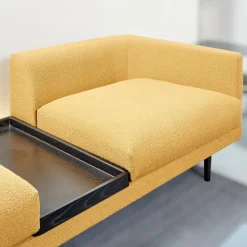 Garnitur Long Island 2/75 Stoff Promise JA1629/040 Gelb mit Tisch und Anbauelement