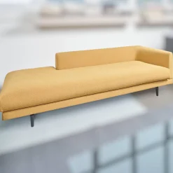 Garnitur Long Island 2/75 Stoff Promise JA1629/040 Gelb mit Tisch und Anbauelement