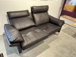 Garnitur Lucca Leder 43.090 Dunkelbraun mit Hocker und Dekokissen