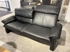 Garnitur Lugano Leder 250.100 Schwarz mit Sessel und Hocker