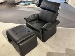 Garnitur Lugano Leder 250.100 Schwarz mit Sessel und Hocker