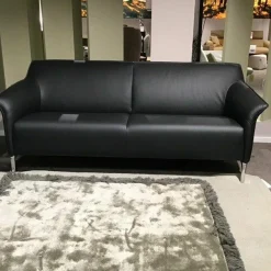 Garnitur Mayon Leder Ceras Peat Schwarz Aluminiumfüße Poliert 2 Sofas
