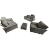 Garnitur Modena 220 Stoff Prairie 2022.78 Grau Füße Chrom 2 Sofas 1 Sessel 1 Hocker