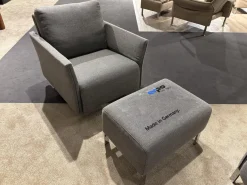 Garnitur Modena 220 Stoff Prairie 2022.78 Grau Füße Chrom 2 Sofas 1 Sessel 1 Hocker