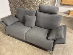 Garnitur Modena 220 Stoff Prairie 2022.78 Grau Füße Chrom 2 Sofas 1 Sessel 1 Hocker