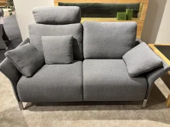 Garnitur Modena 220 Stoff Prairie 2022.78 Grau Füße Chrom 2 Sofas 1 Sessel 1 Hocker