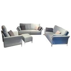 Garnitur Modena Stoff 2022.45 Blau 2 Sofas 1 Sessel 1 Hocker