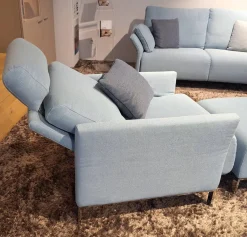 Garnitur Modena Stoff 2022.45 Blau 2 Sofas 1 Sessel 1 Hocker