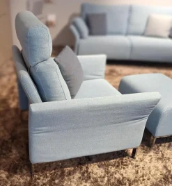 Garnitur Modena Stoff 2022.45 Blau 2 Sofas 1 Sessel 1 Hocker