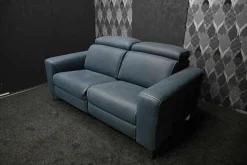 Garnitur Opi Leder Sensation Pilote Blau Sofa und Sessel Elektrisch Verstellbar