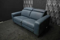Garnitur Opi Leder Sensation Pilote Blau Sofa und Sessel Elektrisch Verstellbar