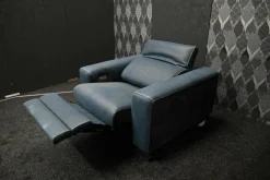 Garnitur Opi Leder Sensation Pilote Blau Sofa und Sessel Elektrisch Verstellbar