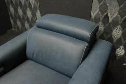 Garnitur Opi Leder Sensation Pilote Blau Sofa und Sessel Elektrisch Verstellbar