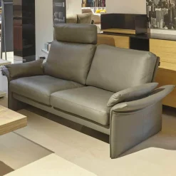 Garnitur Palo Leder 170 Graphit Grau 2 Sofas Sessel Hocker