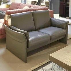 Garnitur Palo Leder 170 Graphit Grau 2 Sofas Sessel Hocker